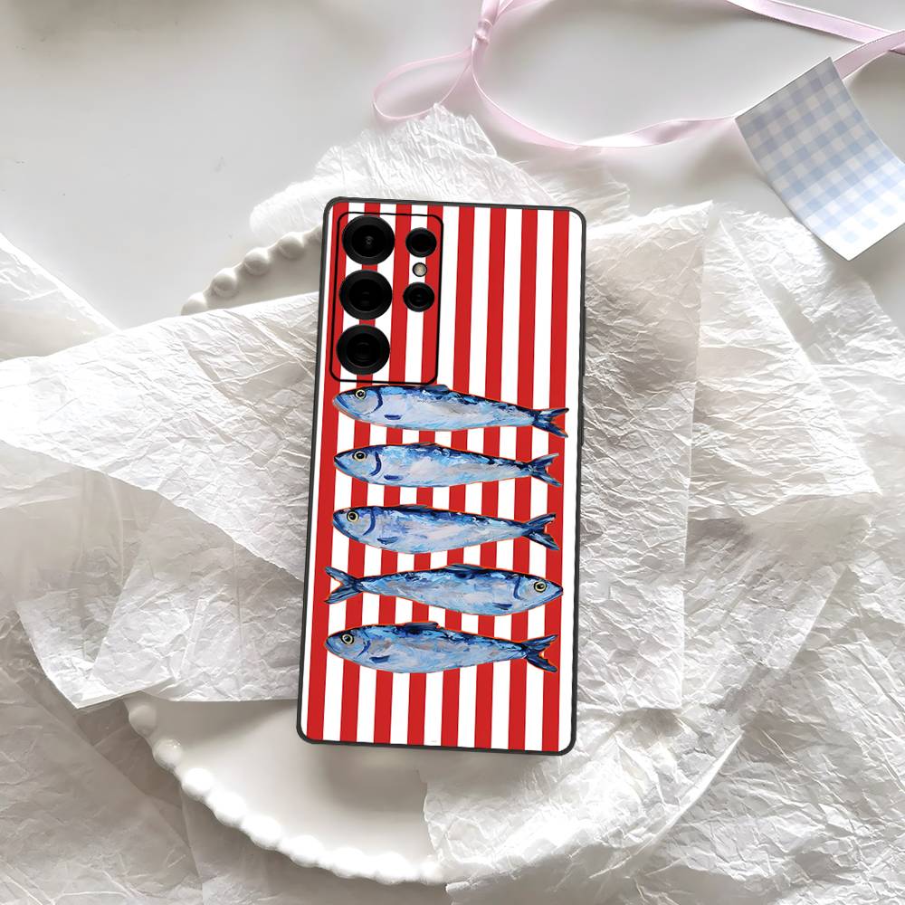 

Sardines Phone Case For Samsung S 24 Fe 25 Ultra Plus 20 Lite 21 30 22 23 24 22 Ultra 5G Fundas Samsung S25PLUS