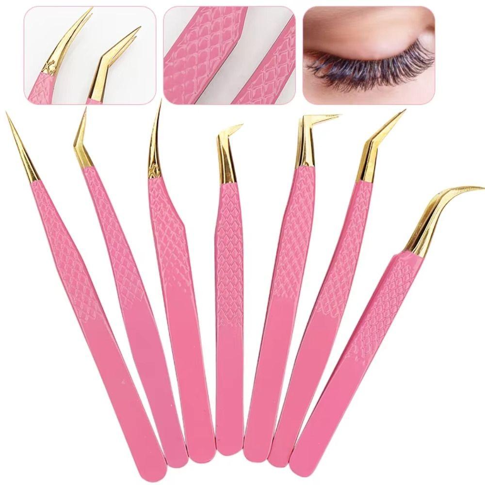 Stainless Steel Eyelash Extension Tweezer Anti-static Makeup Tool Professional Fiber Tip Women