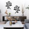SITAKEGS 2pcs Metal Rose Wall Decor 11.8x9.4in Black Flower Sculpture Floral Art Hanging Ornament for Living Room Bathroom Bedroom Kitchen Garden