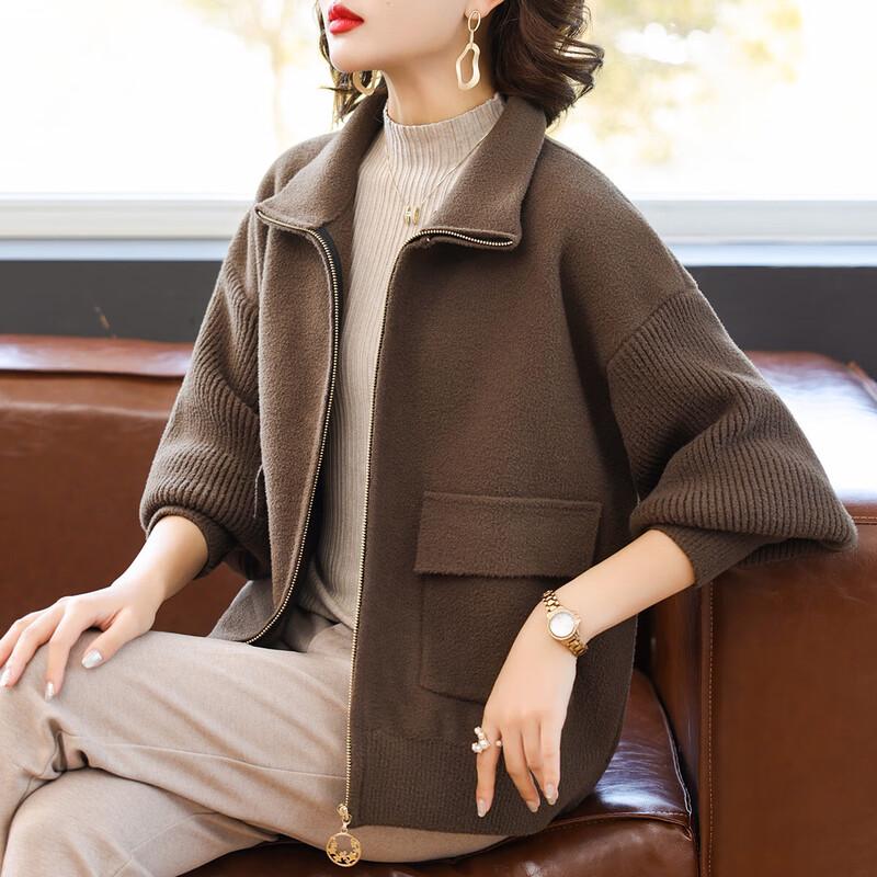 

Женский повседневный вязаный кардиган-куртка в бейсбольном стиле XL