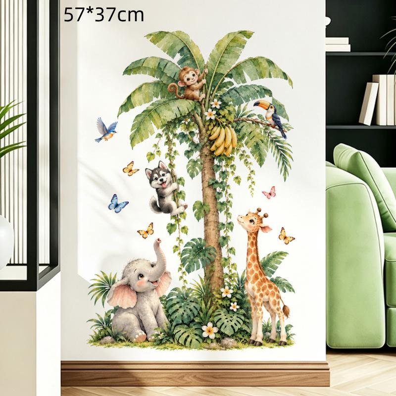 Green Leaves Wall Stickers For Home Living Room Decorative Vinyl Wall Decal Tropical Plants Diy Kid Door Murals Wallpaper
