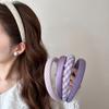 Purple Checkered High-crown Wide-edge Hairband Hairnet with A Strong Hair-styling Effect Hairpin Headwear