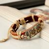 Women Men Vintage Punk Style Pyrograph Peace Sign Charm Infinity Bangle Bracelet