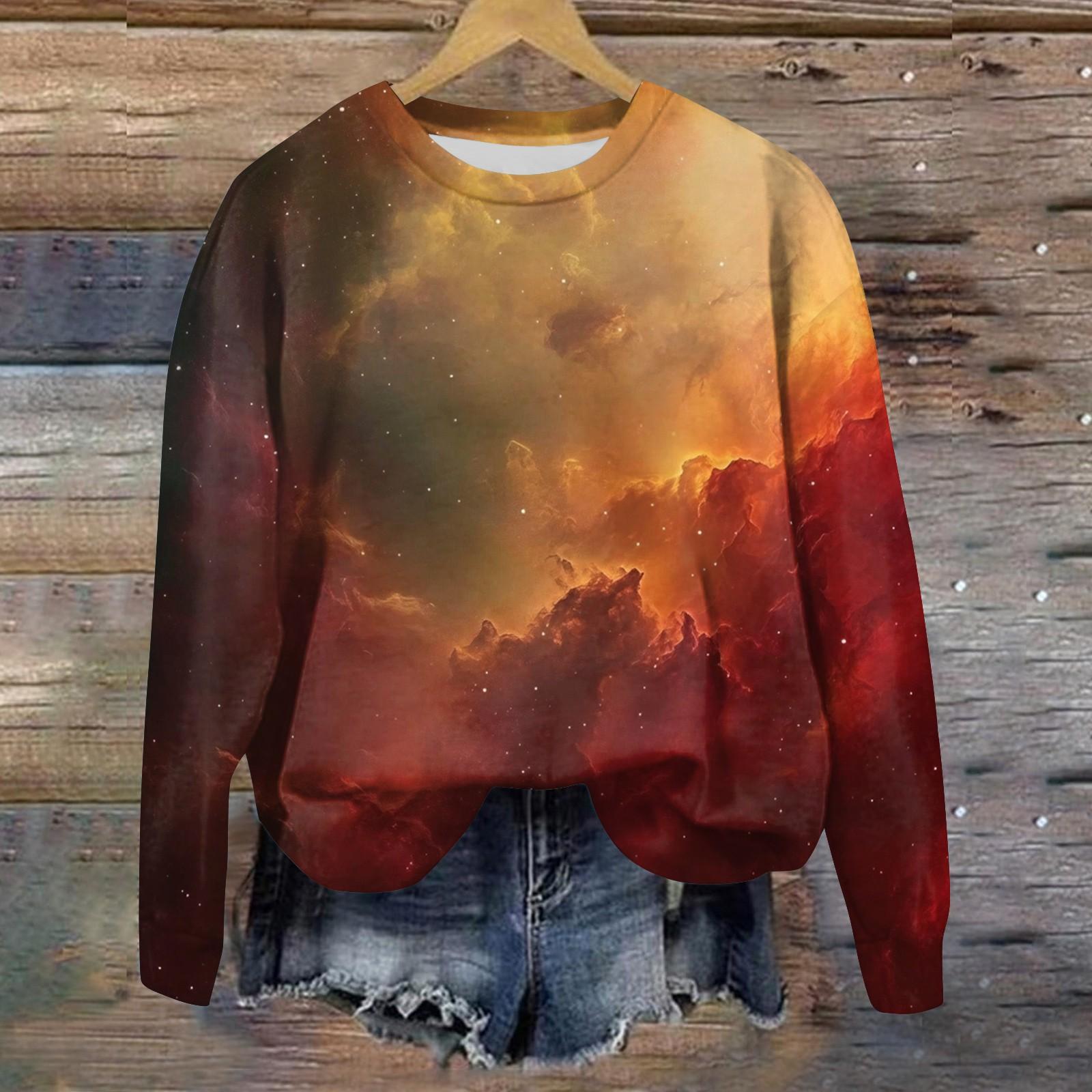 

Женская свободная повседневная толстовка с круглым вырезом и длинными рукавами, модный топ с длинными рукавами S оранжевый