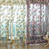 Tulle Sheer Curtain Flower Pattern Valance Drape Polyester Living Room Kitchen Sheer Curtain for Home