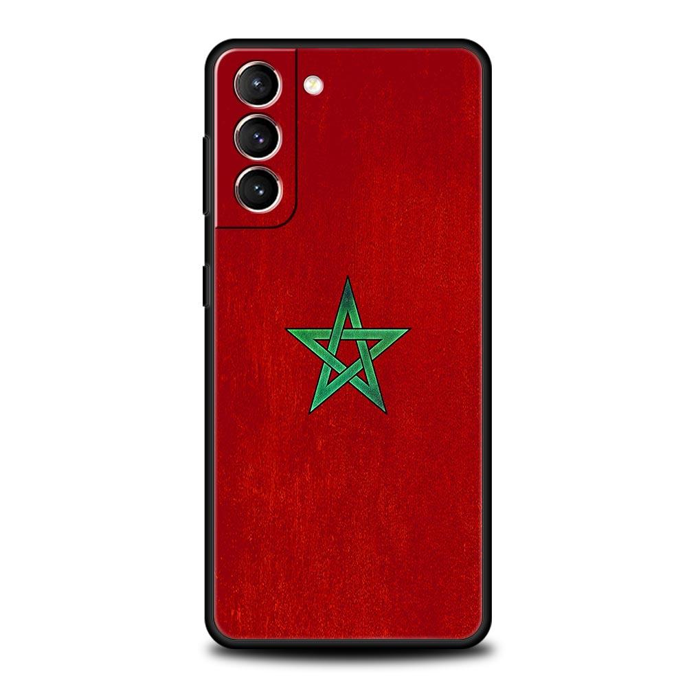 Morocco Flag Passport Phone Case For Samsung Galaxy S24 S23 S22 S20 Ultra S21 FE 5G S10 S9 Plus S10E S8 Note 20 Soft Black Cover