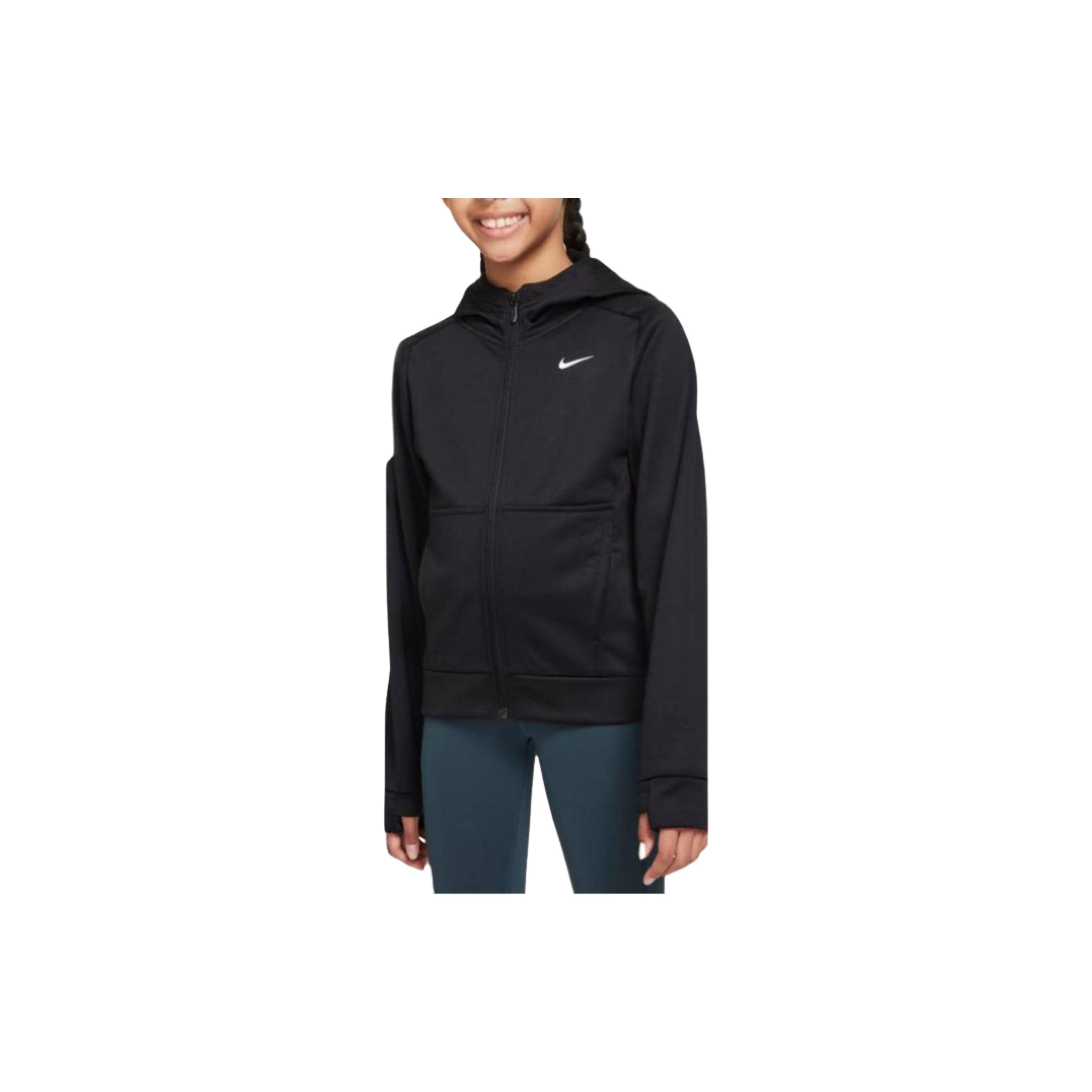 (GS) Nike Therma-FIT Full-Zip Hoodie Black White Kids FD2861-010 M