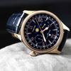 Salvatore Marra Men's Limited Edition Moon Phase Multi-Calendar Watch with 5 ATM Water Resistance, Leather Strap, Pink Gold and Blue SM24110-PGBL