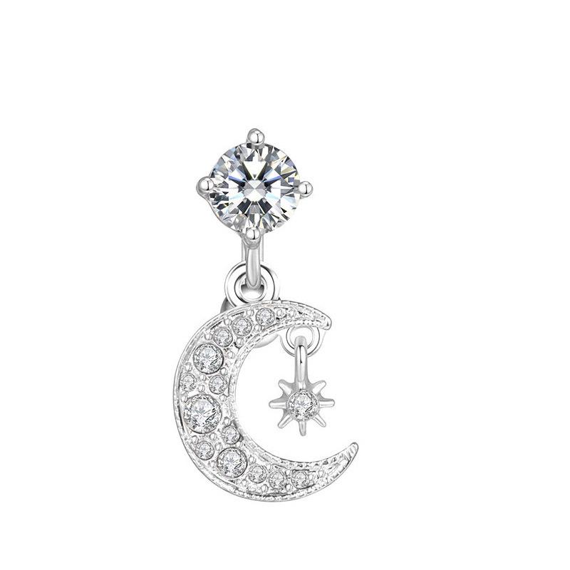 Upside Down Peach Heart Teardrop Zircon Belly Button Ring, 316 Stainless Steel Navel Jewelry