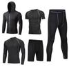 Men's 5-Piece Quick-Dry Sports & Fitness Set: Gym, Running, Basketball - All Seasons