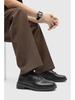 Men's Black Genuine Leather Derby Shoes - High-End, Round Toe, Formal/Casual, French/Japanese-Inspired.