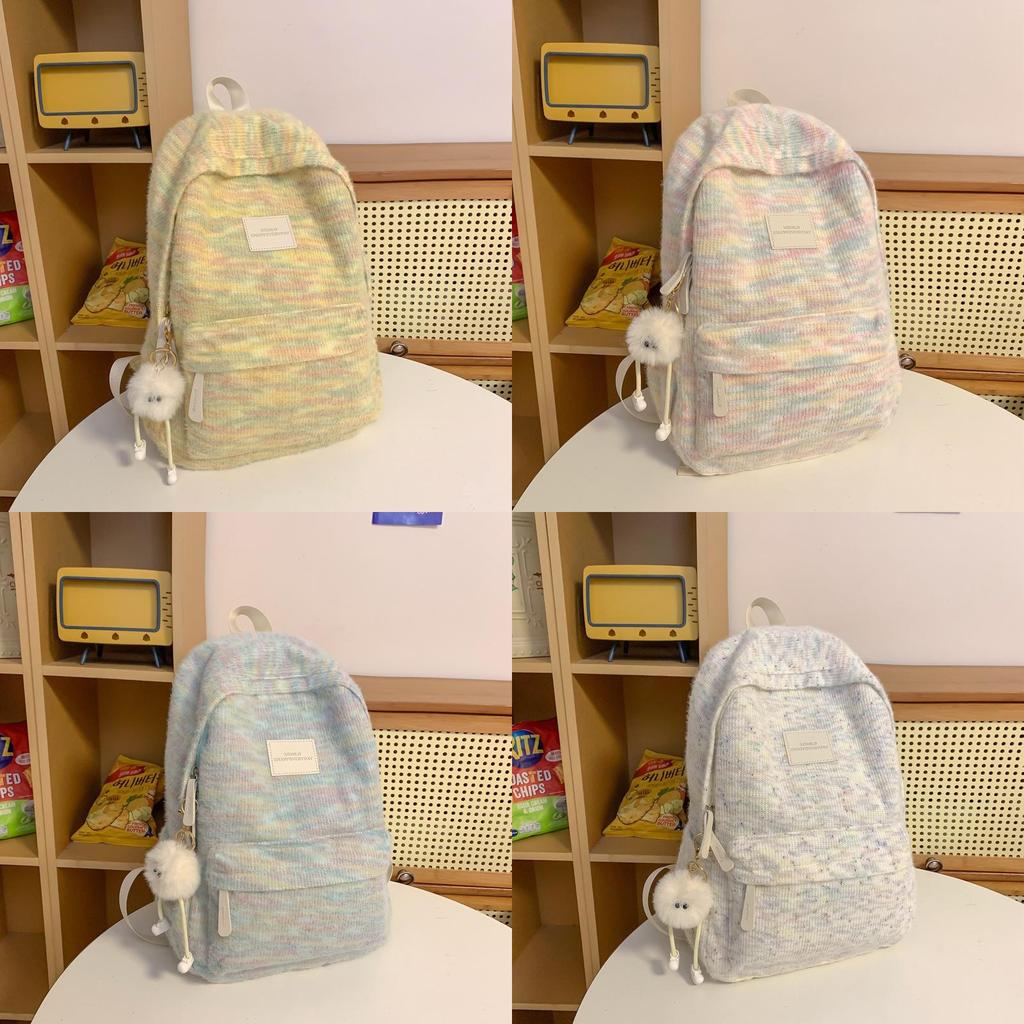 Soft Plush Girls School Backpack With Material And Letter Pattern For Middle School Students