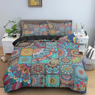 Mandala Bettbezug-Set Böhmisches Bettwäsche-Set Weicher Bettdeckenbezug mit 12 Kissenbezügen Steppdeckenbezug Schlafzimmer King Queen Größen