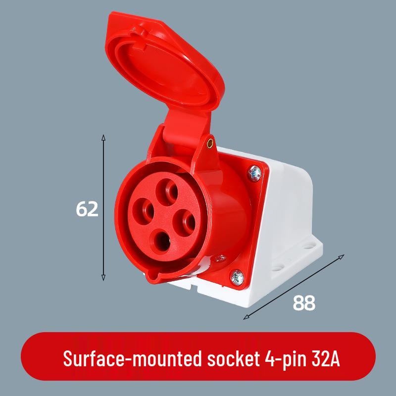 3/4/5 Pin Waterproof Aviation Connector, 32A, Three-Phase, Male & Female, Non-Explosion-Proof