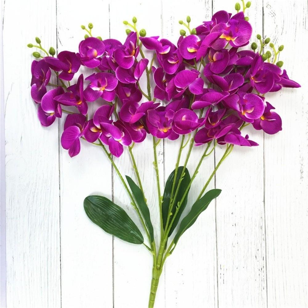 Butterfly Orchid Artificial Flowers Real Touch 7 Forks 3D Orchidea Phalaenopsis Silk Flower Home Wedding Decoration