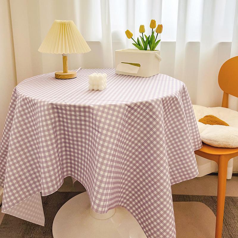 Plaid Tablecloth Girl Heart Round Table Tablecloth Dustproof Dining Table Cloth Coffee Table Mat Spread Cloth