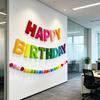 Pre-Strung Happy Birthday Banner Reusable Felt HAPPY BIRTHDAY Garland Colorful Rainbow