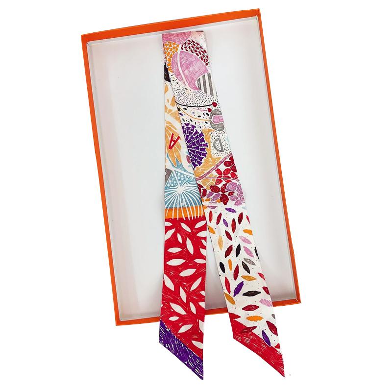 

Женский шарф из 100% шелка тутового дерева для волос, шелковая лента, маленькие шейные платки, лента для ручки сумки, шарф-косынка, женская повязка для волос 5X85 CM