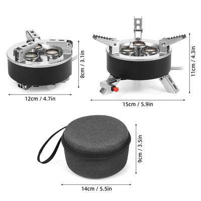 6800W Camping Gas Stove Folding 3 Burners Piezo Ignition Backpacking Stove Outdoor Cooking Stove Furnace for Camping Hiking