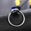 Natural 8*10MM Lapis Lazuli Finger Ring  Rings for Women Gift S Silver Flower Shaped Ring