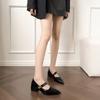 2025 Herbst neue spitze Einzel-Schuhe Damen dicker Absatz mit flachem Ausschnitt Mary Jane Schuhe sexy Temperament High Heels Damen
