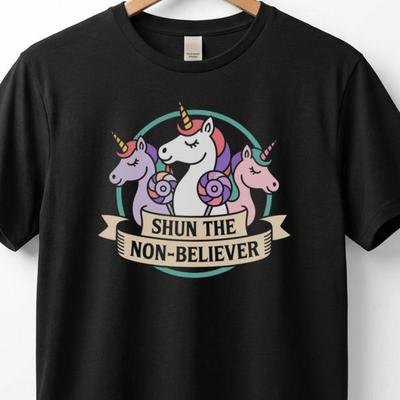 T-shirt Licorne Shun Le Non-Croyant | T-shirt Graphique, Citation Vintage Drôle
