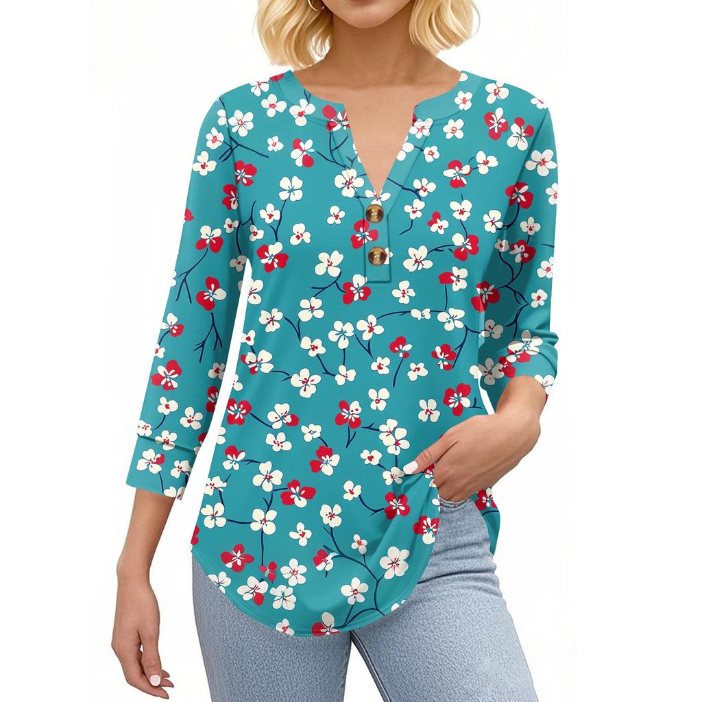 Camisas de Manga 3/4 Heley para Mujer Moda Verano Blusas Ropa para Vacaciones en la Playa