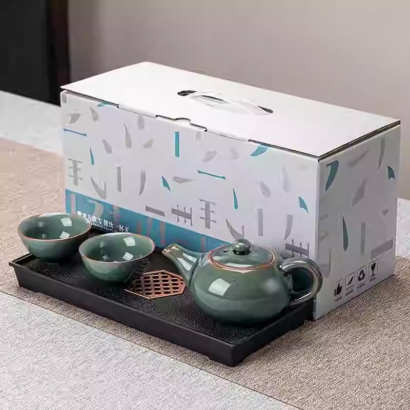 Kung Fu Tea Set Home One Pot Two Cups Tea Plate Small Ceramic Teapot Teacups Hotel Personal Small Sets Traveling