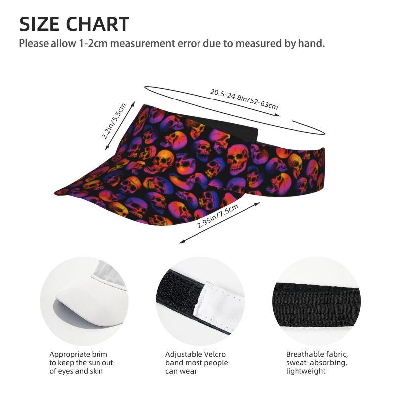 Horror Color Skull Sports Sun Visor Hats Women Men Adjustable Lightweight Cooling Empty Top Visor Hat for Golf Tennis Running