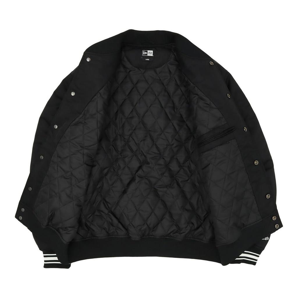 New Era Nylon Varsity Jacket Size Exclusive To Stylish Outfit for (14169646, NER34A6279), Black, L, ONSPOTZ. Unisex, Streetwear-inspired, Travel.