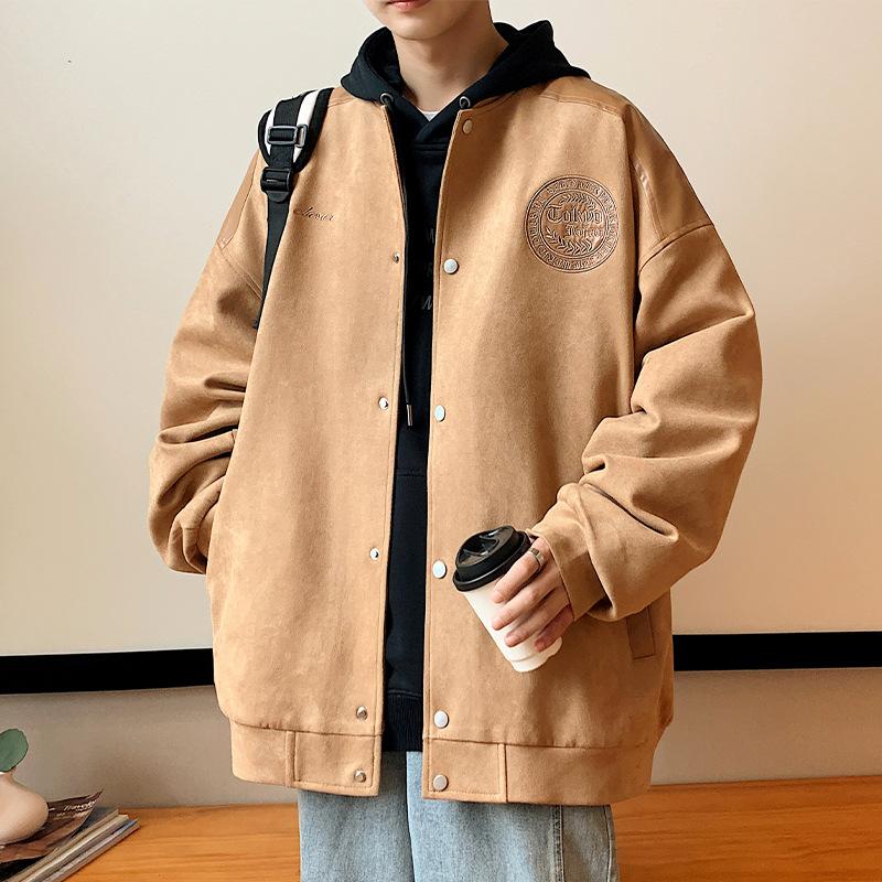 

Замшевая мужская куртка весна-осень новый модный бренд повседневный спортивный мужской американский бейсбол воротник куртка топ XXXL