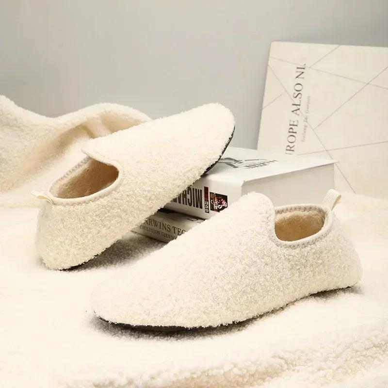 Winter Men Shoes Casual House Shoes for Men 2025 Outdoor Warm Cotton Shoes for Women Antiskid Indoor Plush Slippers Ankle Shoe