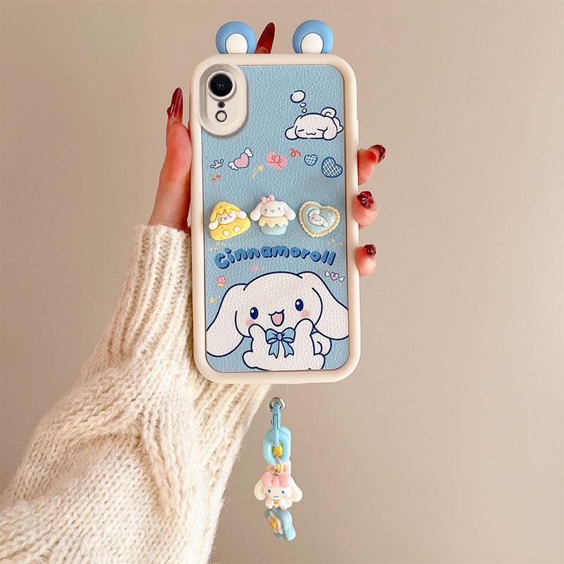 KEYSION Cute Ear 3D Cartoon Case for iPhone XS Max X with Bracelet Soft Silicone Shockproof Phone Back Cover for iPhone XR