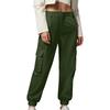 Women's Color Work Pants With Pockets, Casual Straight Leg Pants