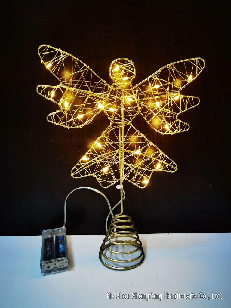 Wrought Iron Luminous Glitter Treetop Star Christmas Decoration