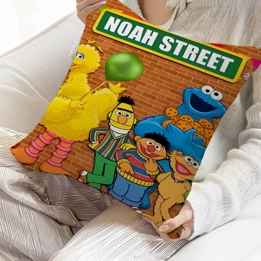 Anime Cartoon S-Sesame S-Streets Pillow Cushion Cover Pillowcase Living Room Sofa Home Decor Customized