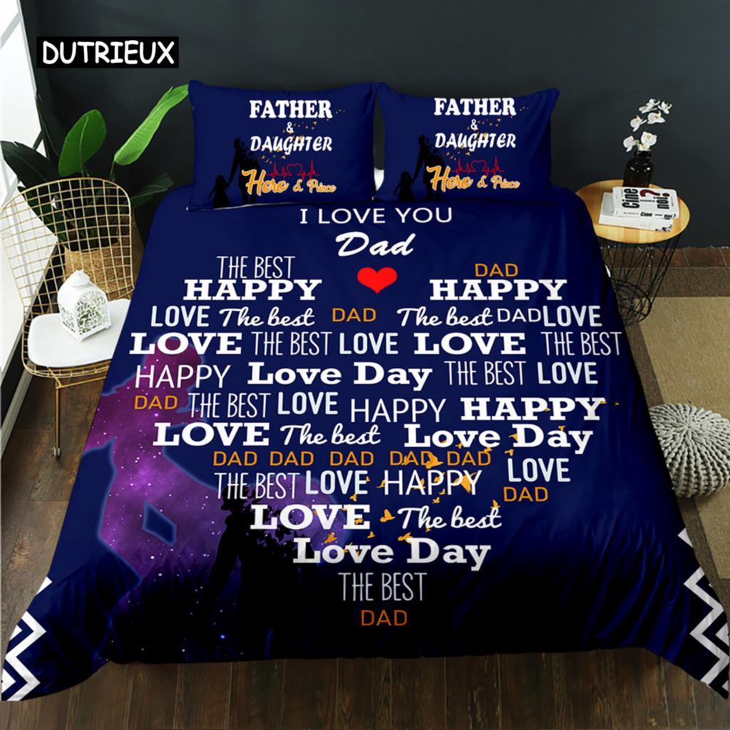 Vatertag Bettbezug Set Queen Einzel Doppelgröße Brief an Vater Bettwäsche Set Mikrofaser Vatertagsgeschenk Twin Bettdeckenbezug