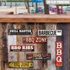 BBQ Zone Long Metal Sign, Retro Barbecue Wall Decor, Grill Master Tin Plaque for Backyard Patio, Kitchen