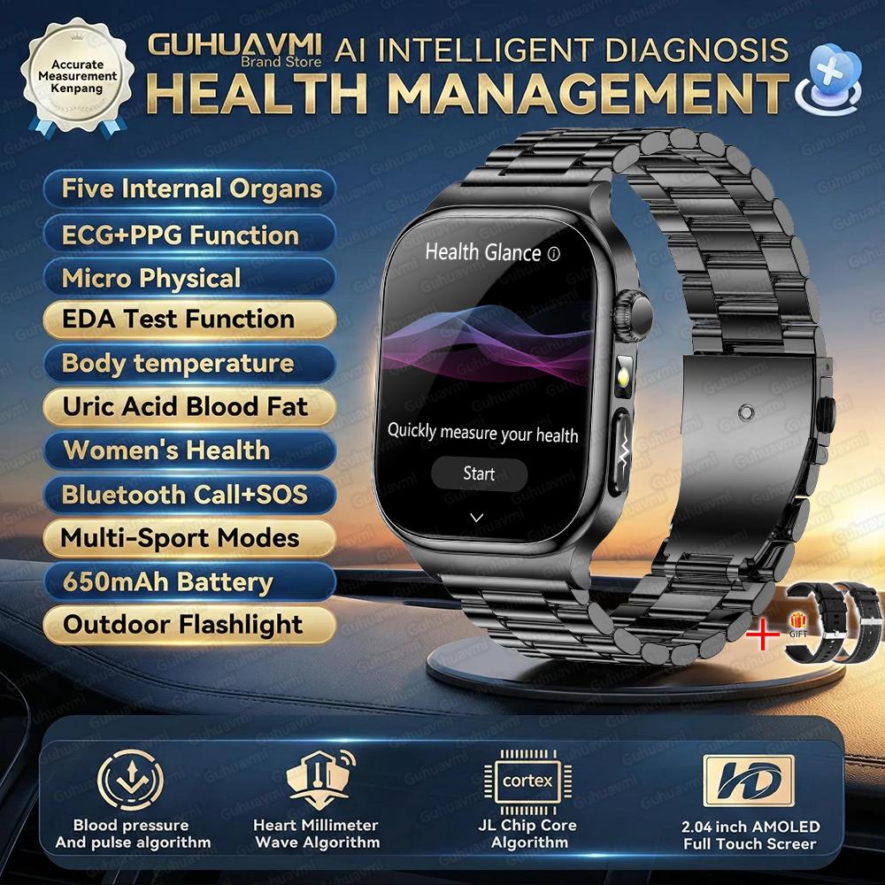 2026 Nuovo Smartwatch per Esame Fisico Micro Salutare ECG Acido Urico Lipidi Pressione Sanguigna Chiamata Bluetooth Smartwatch Per uomo