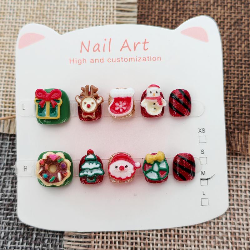 Christmas Handmade Cartoon Nail Stickers for Girls (Ages 3-12)