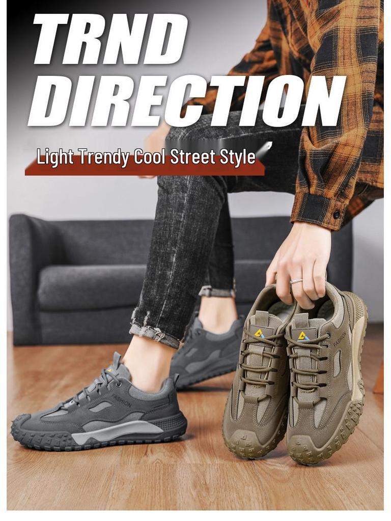 Men's Cross-Border Lightweight Mesh Hiking & Casual Work Shoes, Breathable & Protective