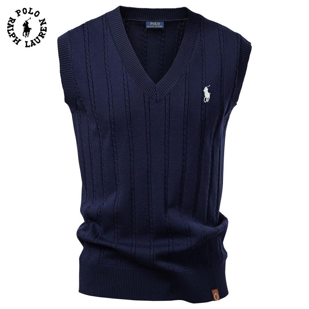 Polo Ralph Lauren Embroidery Autumn/Winter 2025 European Size V-neck Fried Dough Twists Sweater Vest for Men's Business Sweater Waistcoat
