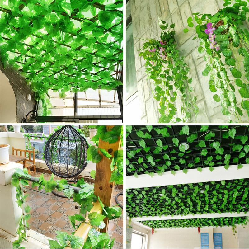 Realistic Artificial Grape Vine Leaves Ceiling Decor Faux Ivy Plants Greenery