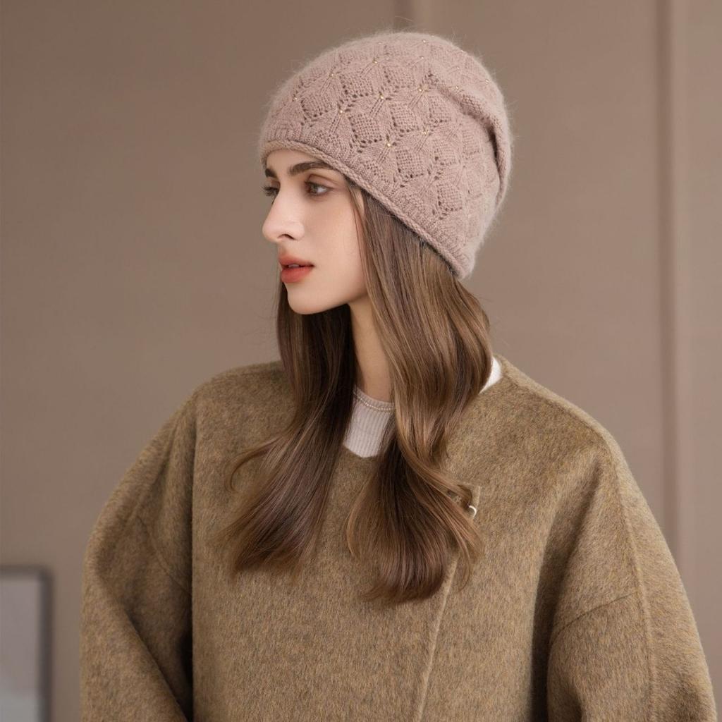 Winter Hat Women's Knitted Hat Casual Fashion Bag Head Ear Protection Hat Winter Windproof Hat