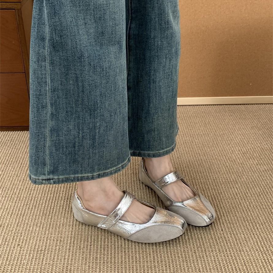 French Silver Casual Style Square Head Single Shoes Fairy Shoes 2025 New Spring Skirt Fashion Mary Jane Shoes