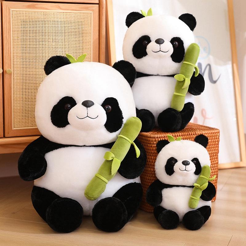 Cute And Cuddly Sitting Panda Plush Toy With Bamboo Perfect For Kids And Animal Lovers