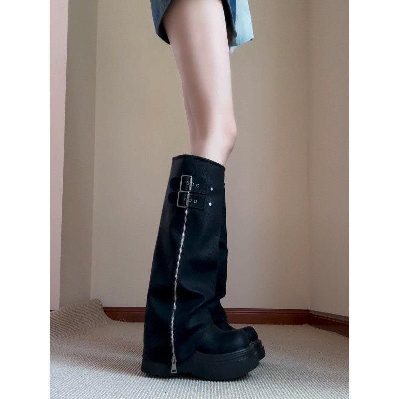 Spice Girls Big Head Pants Boots Boots 2025 Small Retro Height Increasing But Knee Knight Boots