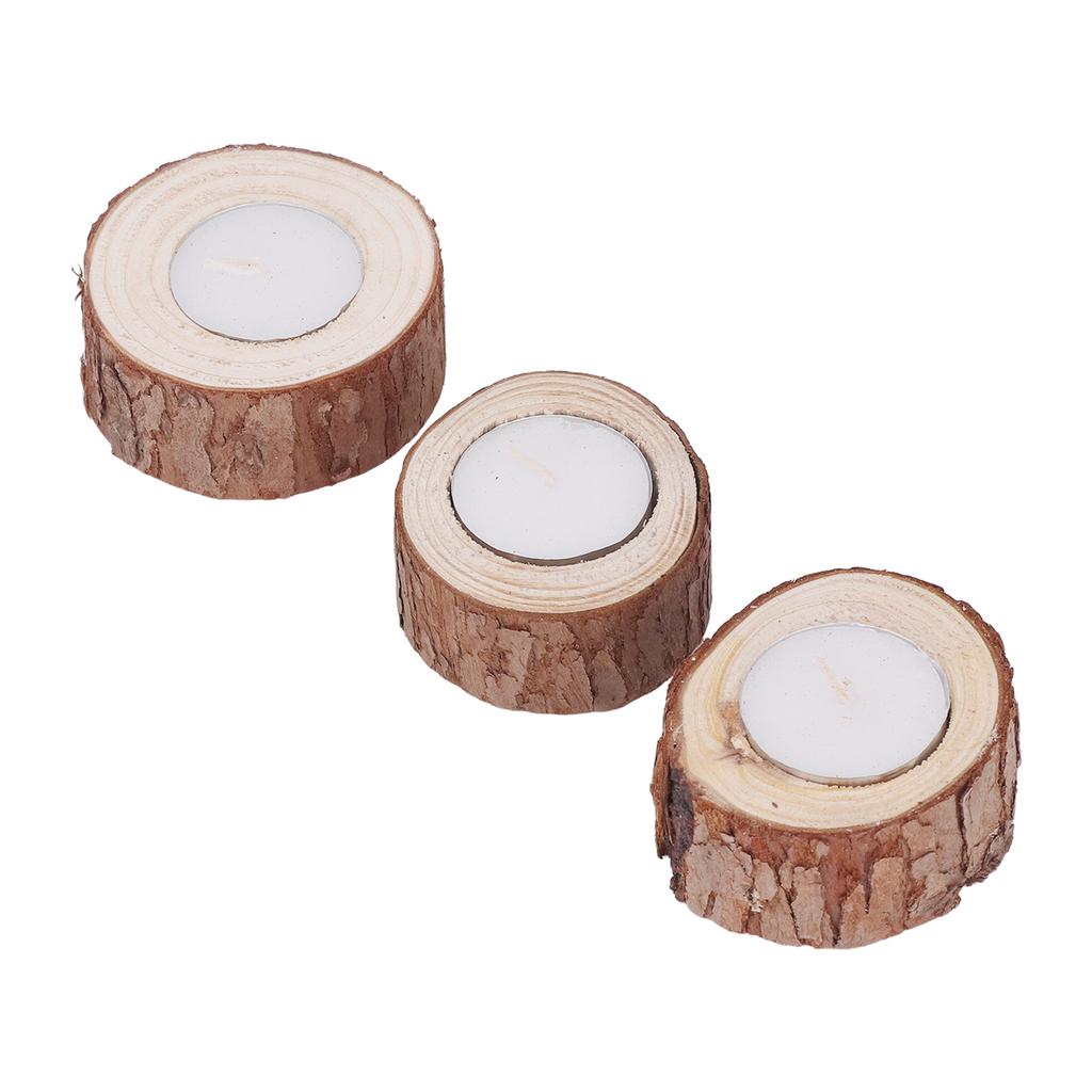 3Pcs Wooden Tealight Candle Natural Durable Beech Wide Applicability Wooden Tealight Candle Holder for Bar Bedroom Party