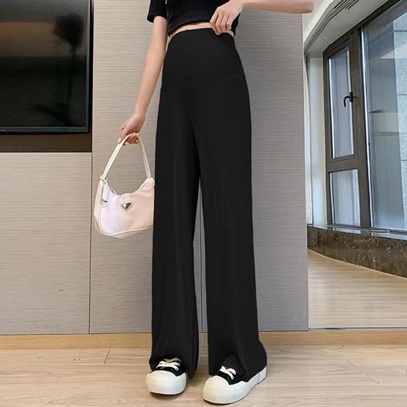 Women's Summer Ice Silk Maternity Pants - Thin, Straight Leg, Petite, Drapey Wide-Leg Style