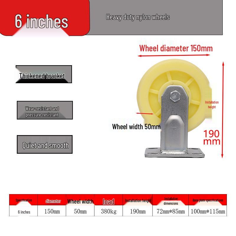 Heavy-duty Wear-resistant Stroller Wheels with Double Bearings and Brakes - White Nylon, 4/5/6/8 Inch